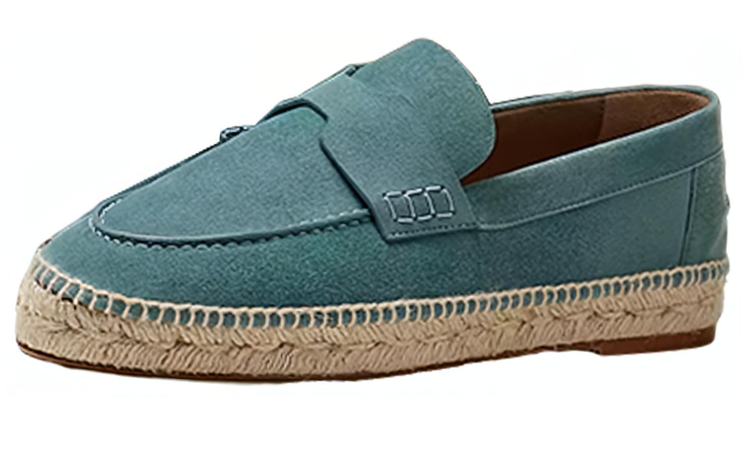 Buy (W) 爱马仕天鹅绒平底鞋“蓝色” H211138Z-6U