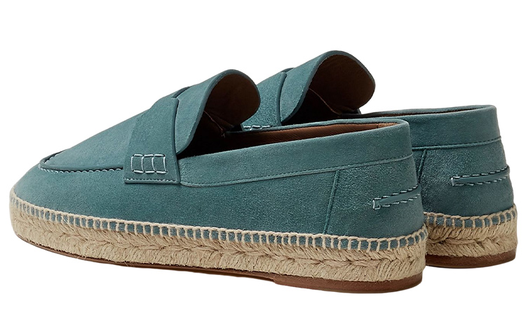 Shop (W) 爱马仕天鹅绒平底鞋“蓝色” H211138Z-6U