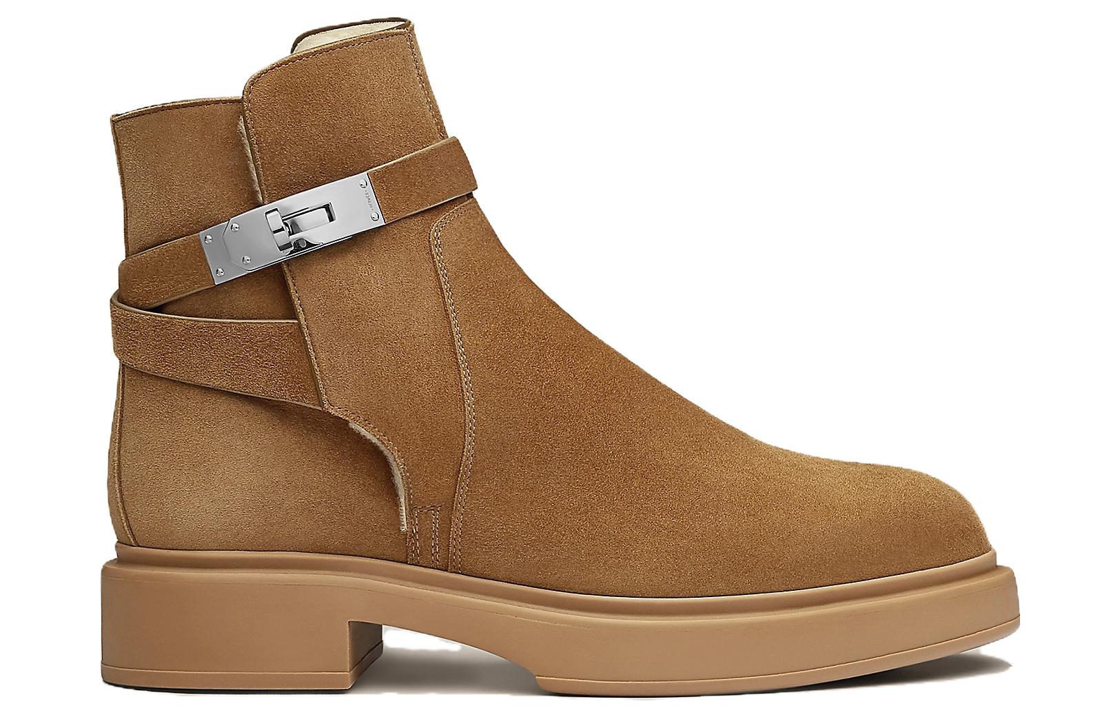 Order (W) HERMES Sepatu Boot Gesper Veo 'Kulit Coklat' H212112Z-A3350