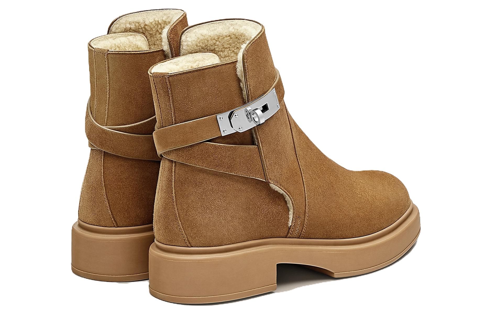 Shop (W) HERMES Sepatu Boot Gesper Veo 'Kulit Coklat' H212112Z-A3350