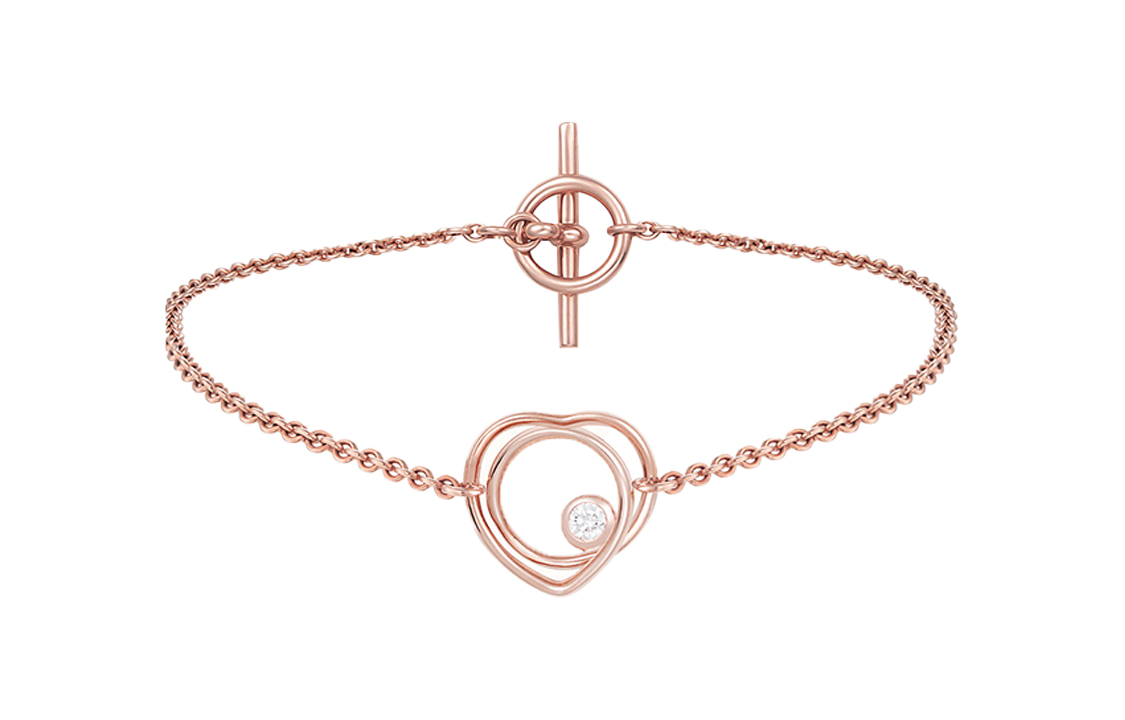 (Women) HERMES Vertige Coeur Rose Gold Heart Diamond XS Rose Gold H119414B-00SH