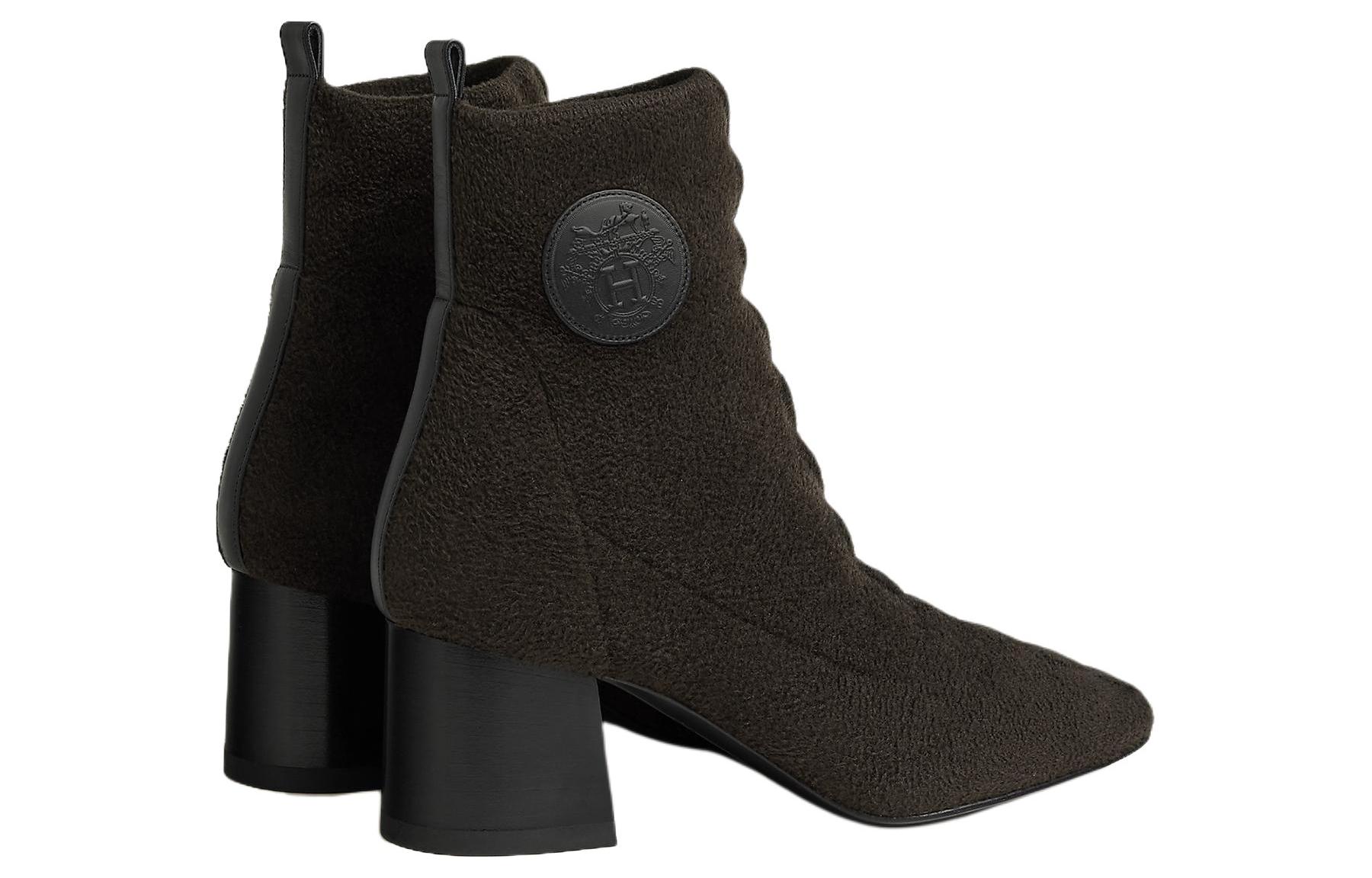 Order HERMES愛馬仕 Volver 布料 時尚尖頭短靴 6cm 女款 黑色