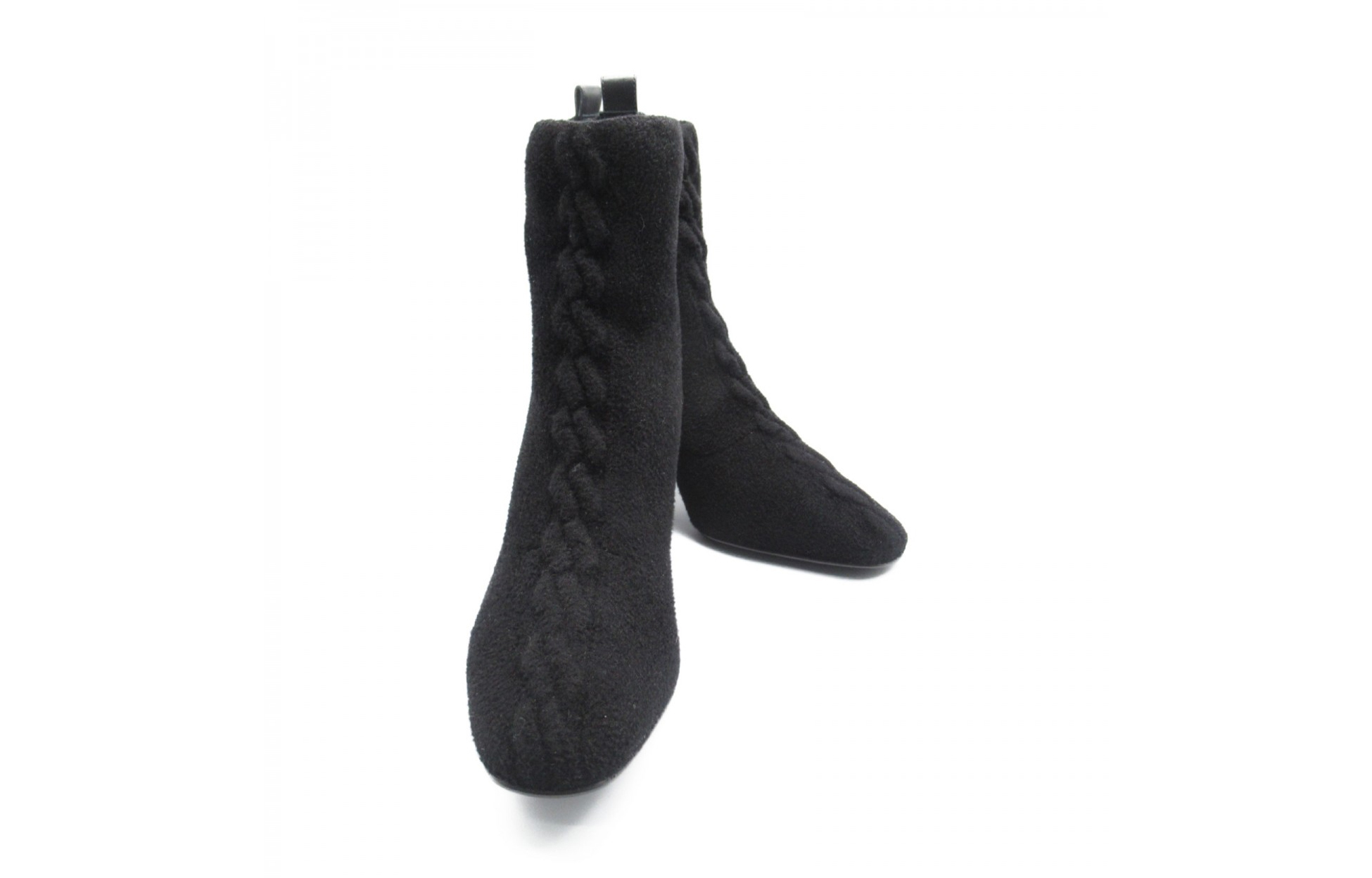 Shop HERMES愛馬仕 Volver 布料 時尚尖頭短靴 6cm 女款 黑色