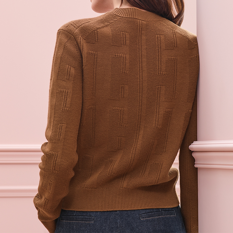 Purchase (Women) HERMES Voyage Smoke Brown Wool Knit Pullover Sweater H0H2616DDE5