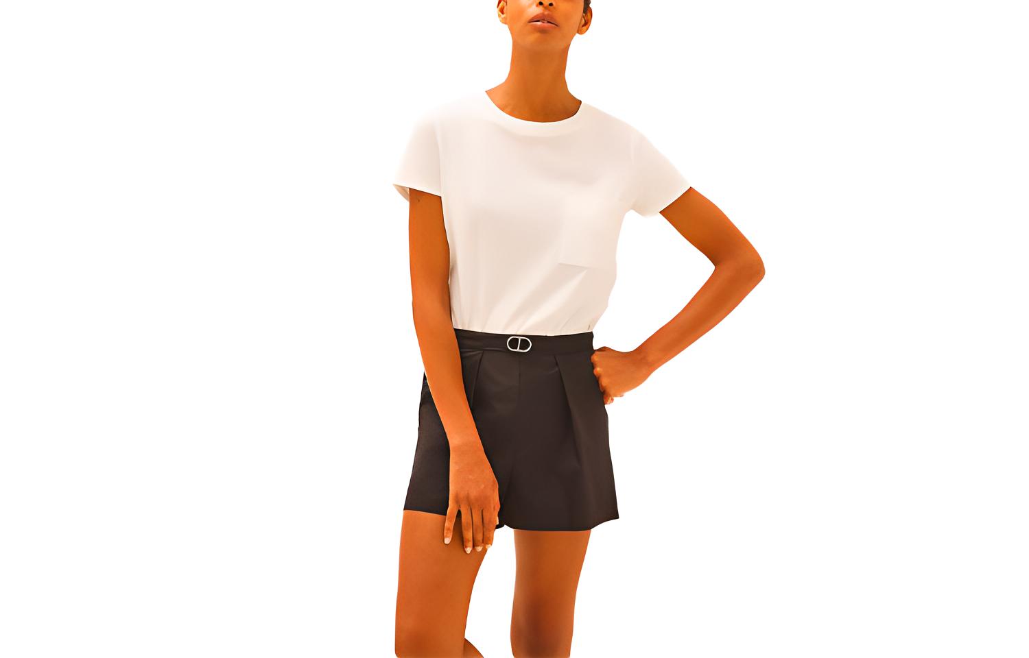 (Women) HERMES White Pocket Short Sleeve T-Shirt H1E4609DG90