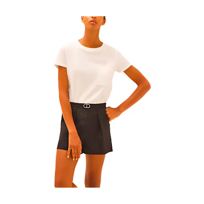 (Women) HERMES White Pocket Short Sleeve T-Shirt H1E4609DG90