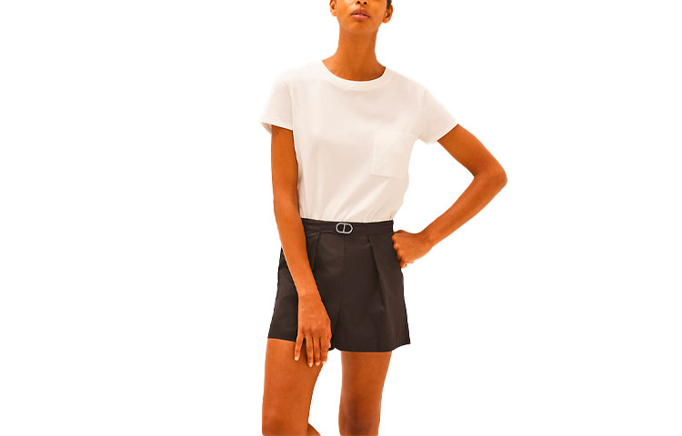 Order (Women) HERMES White Pocket Short Sleeve T-Shirt H1E4609DG90