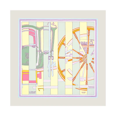 (Women) HERMES White Silk Scarf - Versatile Styling 003864s 15