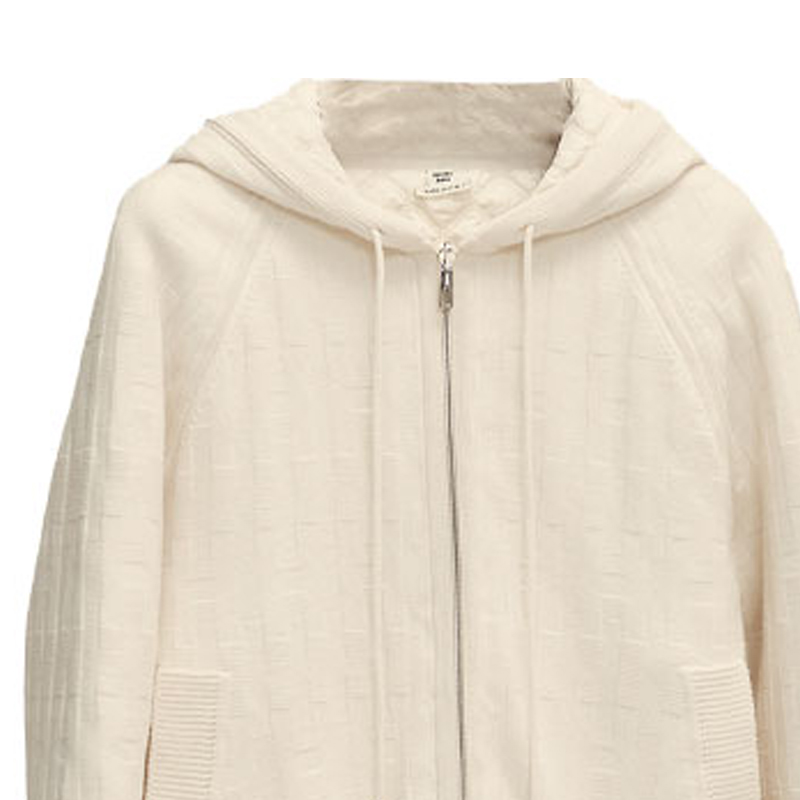 Details for (W) エルメス ホワイト ソリッド ジップアップ フーディージャケット 長袖. H1H2102D691