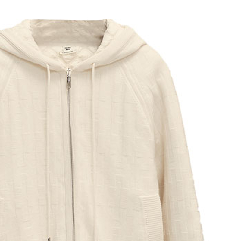 Sizing (W) エルメス ホワイト ソリッド ジップアップ フーディージャケット 長袖. H1H2102D691