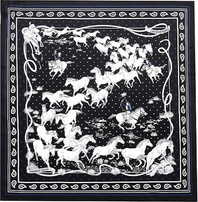 (Women) HERMES Wild Mustang Print Scarf Women’s Black/White H043941S 15 Order (Women) HERMES Wild Mustang Print Scarf Women’s Black/White H043941S 15