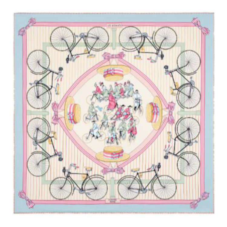 (Women) HERMES Women’s "Cycling" Thick Silk Scarf Light Blue H983866S-03 圖 2