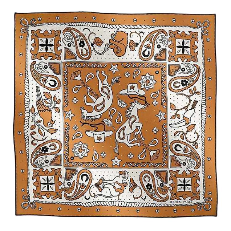 (Women) HERMES Women’s Beige Silk Scarf with Joyful Zoo Bandana Print Design H044100S 02 圖 2