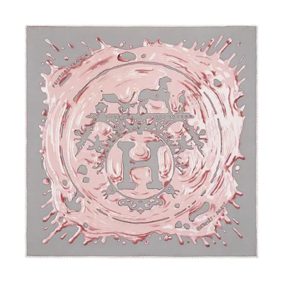 (Women) HERMES Women’s Silk Scarf 45cm Gray 'Wet Paint' Design H892685S-05