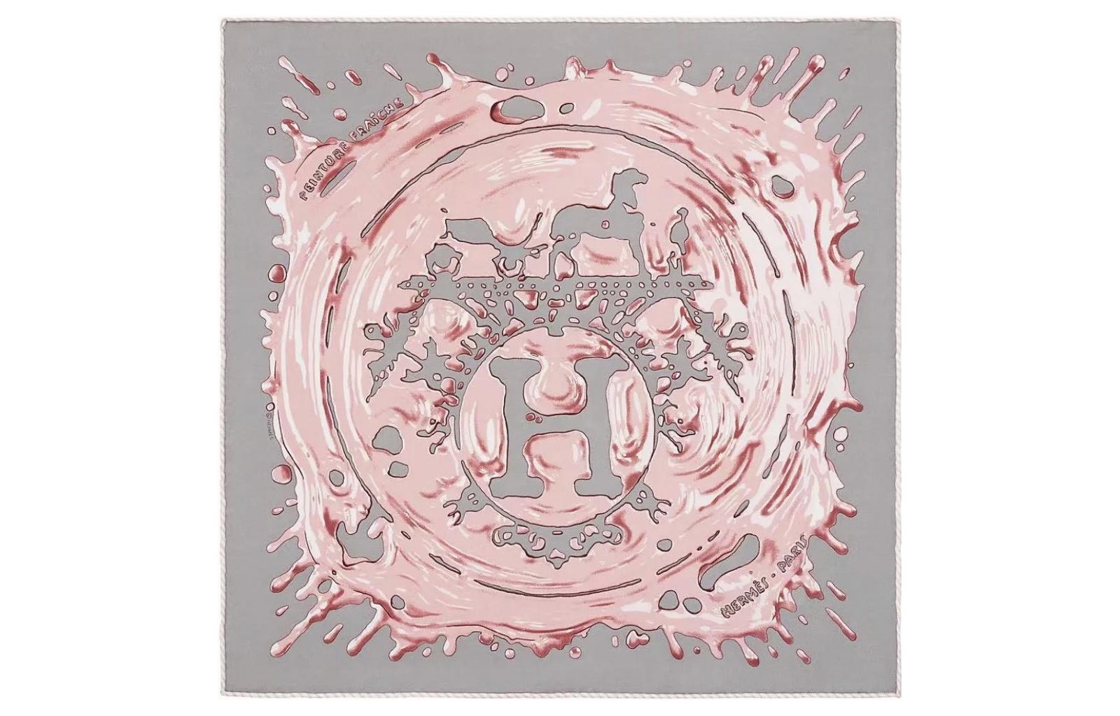(Women) HERMES Women’s Silk Scarf 45cm Gray 'Wet Paint' Design H892685S-05 圖 2