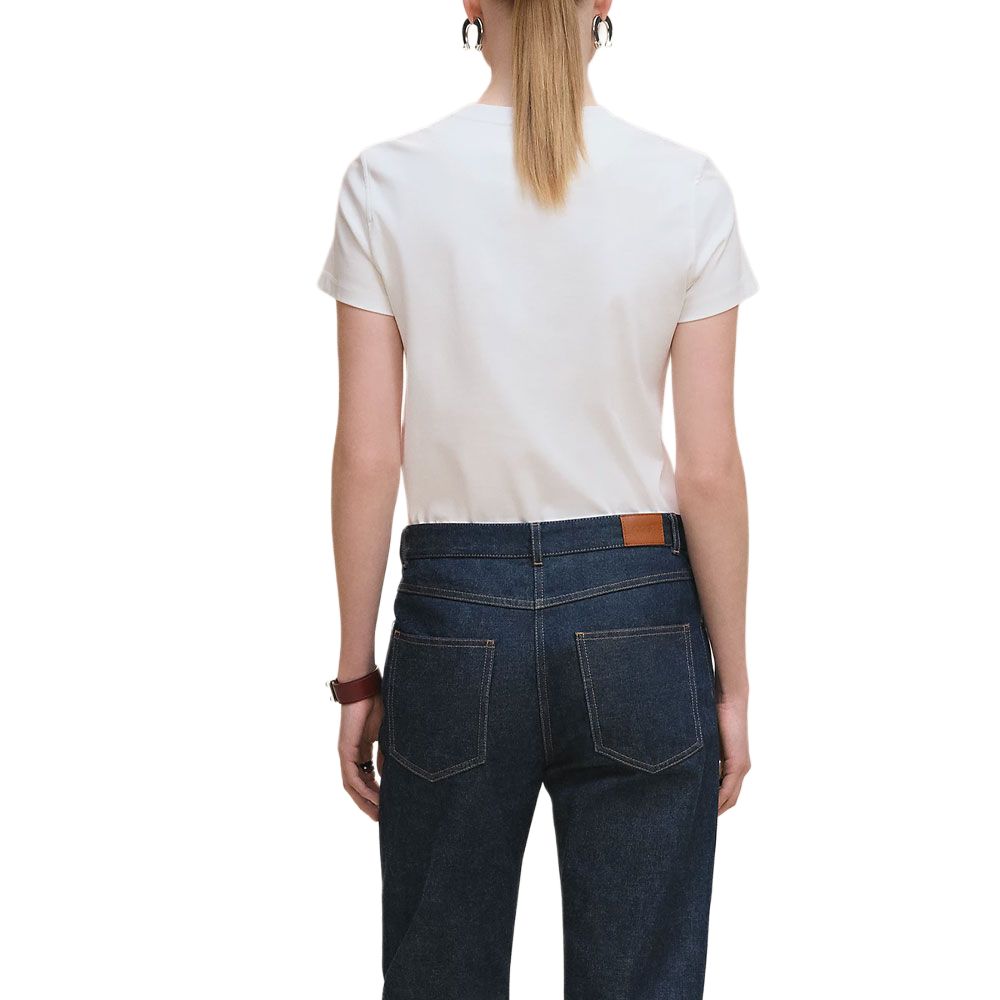 Shop (Women) HERMES Women’s White Regular Fit T-Shirt Short Sleeve Casual Knit Tee FW25 H5H4632DC90