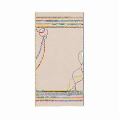 (Women) HERMES Women’s Yellow Knit Scarf with Striped Geometric Jacquard Design. H563898S01