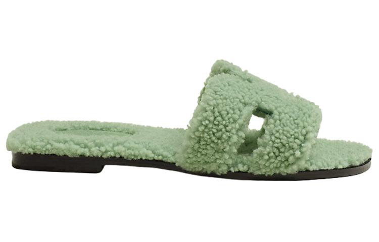 Order HERMES 愛馬仕 羊毛涼鞋 女款 綠色