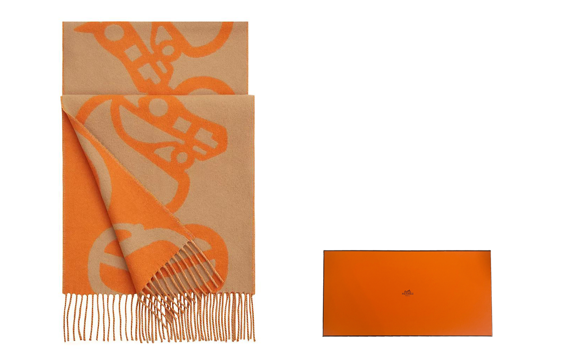 (Women) HERMES Wool and Cashmere Scarf  Horsehead Pattern Design H259078S-07 圖 4