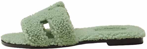(Women) HERMES Wool-Lined Slip-On Slippers 'Green' H212178Z-6A (Women) HERMES Wool-Lined Slip-On Slippers 'Green' H212178Z-6A