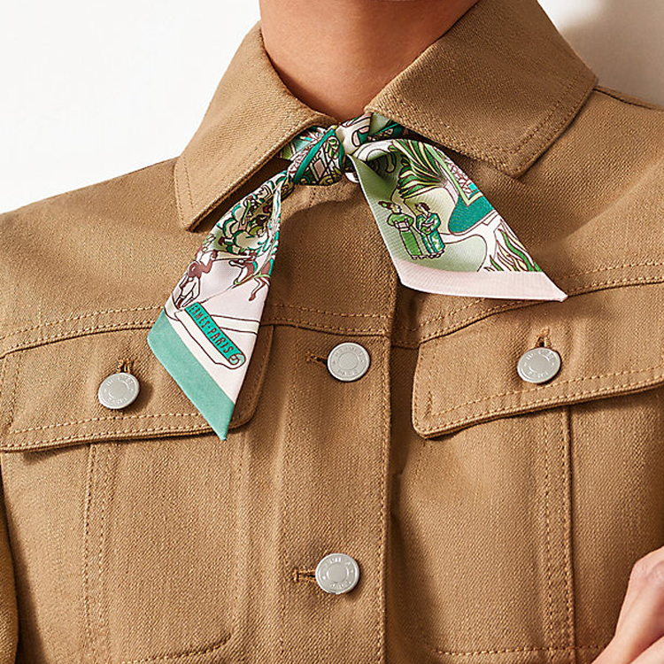(Women) HERMES World Expo Twilly Silk Scarf Ribbon Green H063536S-01 圖 3