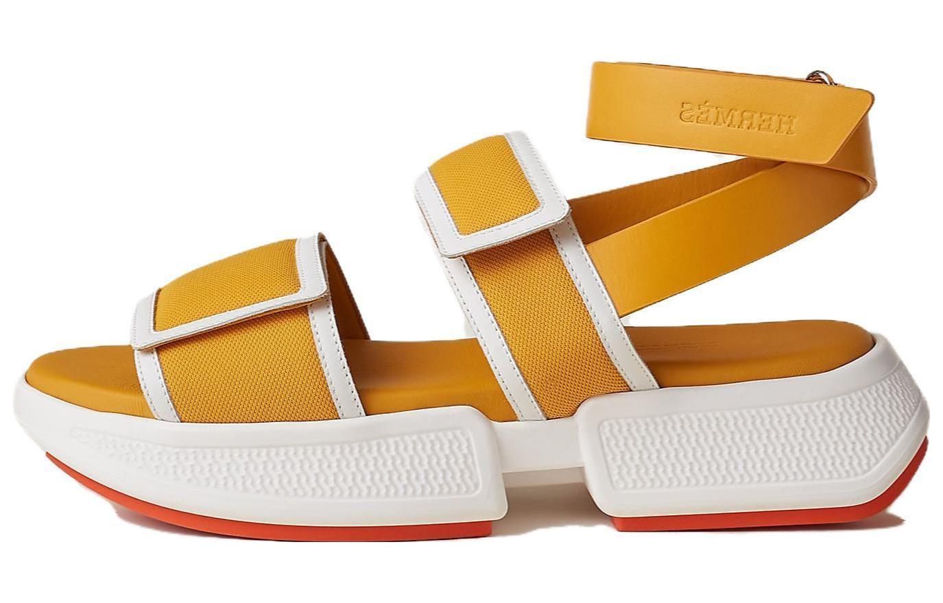 (W) HERMES Woven Platform Sandals 'Yellow'