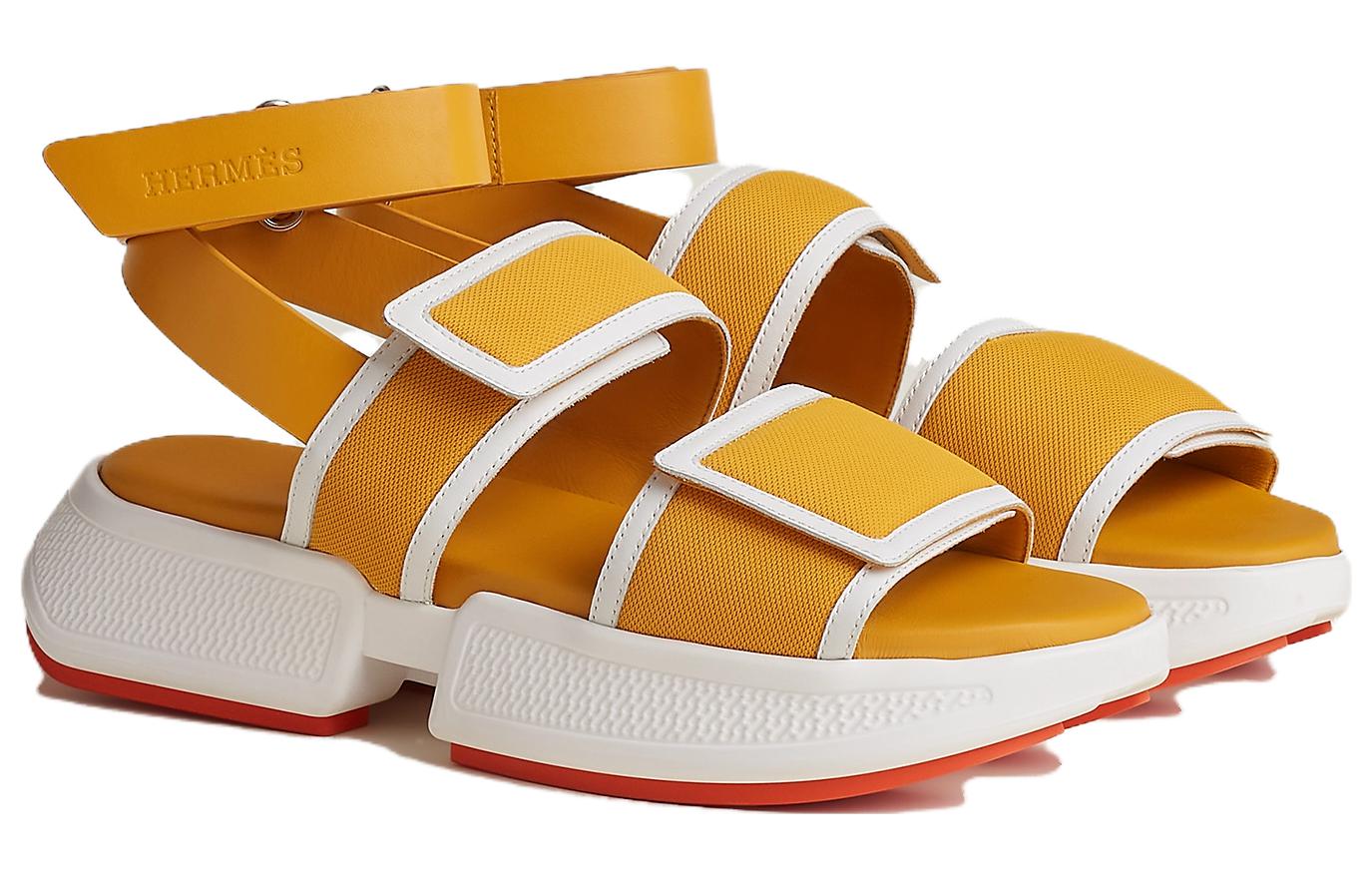 (W) HERMES Woven Platform Sandals 'Yellow' 圖 2