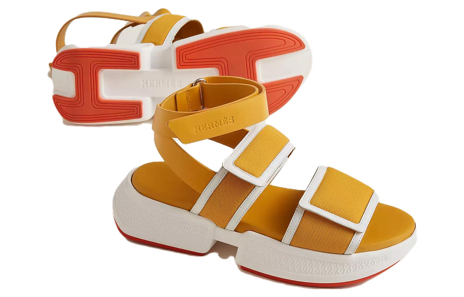 (W) HERMES Woven Platform Sandals 'Yellow' 圖 3