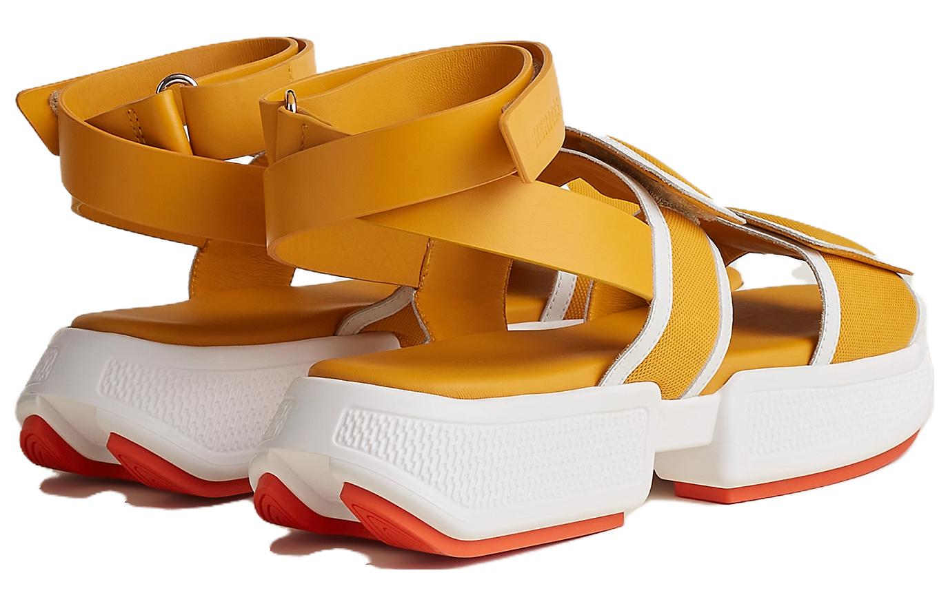 (W) HERMES Woven Platform Sandals 'Yellow' 圖 4