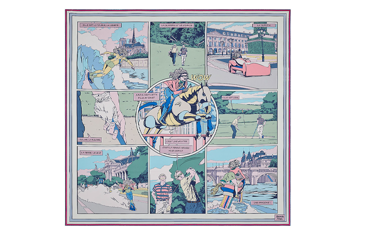 (Women) HERMES WOW 90cm Silk Scarf Mont Blanc/Vertical/Rose Pink. H903463S-05 圖 2