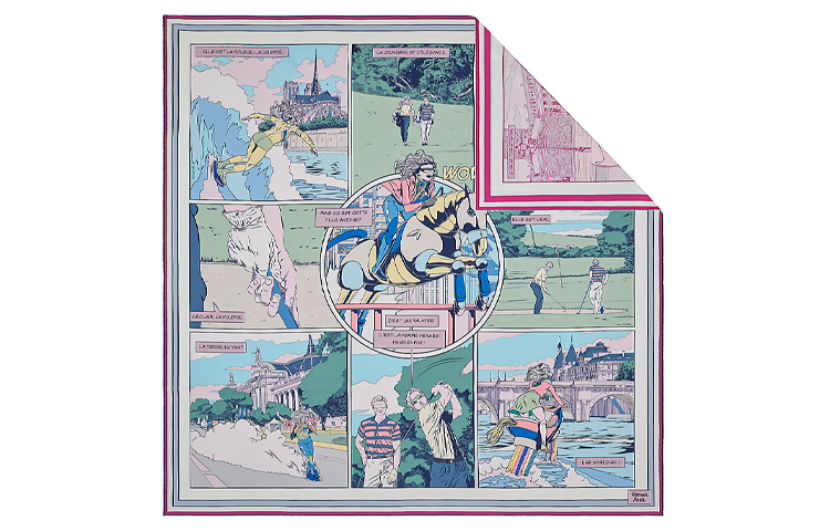 (Women) HERMES WOW 90cm Silk Scarf Mont Blanc/Vertical/Rose Pink. H903463S-05 圖 3