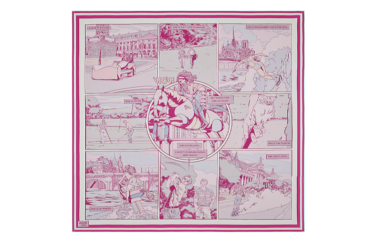 (Women) HERMES WOW 90cm Silk Scarf Mont Blanc/Vertical/Rose Pink. H903463S-05 圖 4