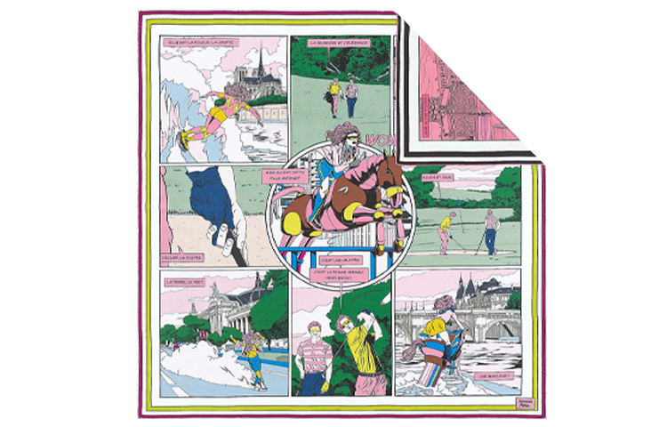 (Women) HERMES Wow Double-sided Twill Silk Scarf for Women Pink/Green H903463S-02 圖 3