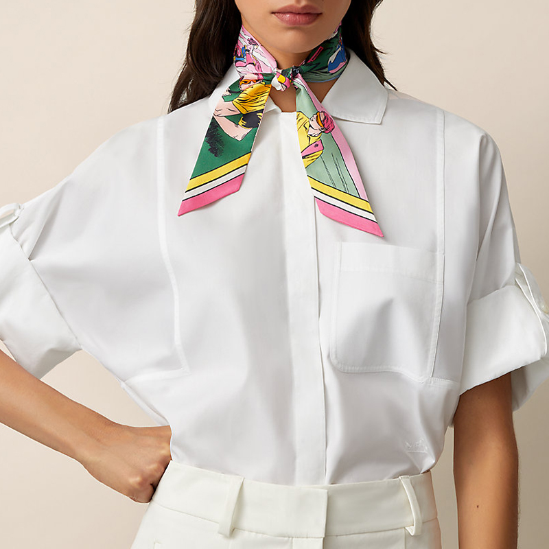 (Women) HERMES Wow Twilly Pink Silk Scarf for Women H063463S-16 圖 3