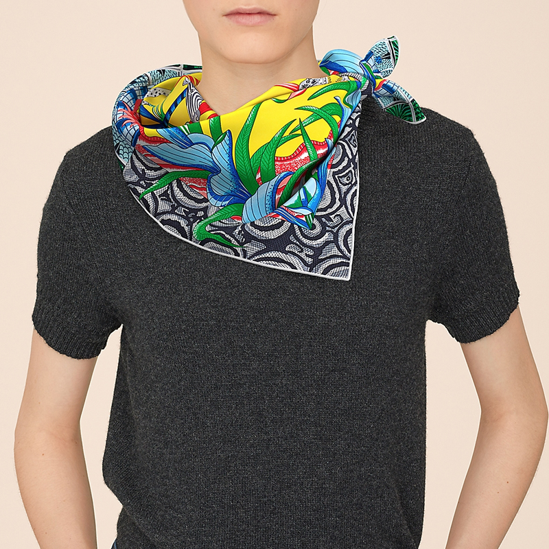 (Women) HERMES Zambezi Celebration 90cm Silk Scarf Women Yellow/Red/Blue H002987S-19 圖 3