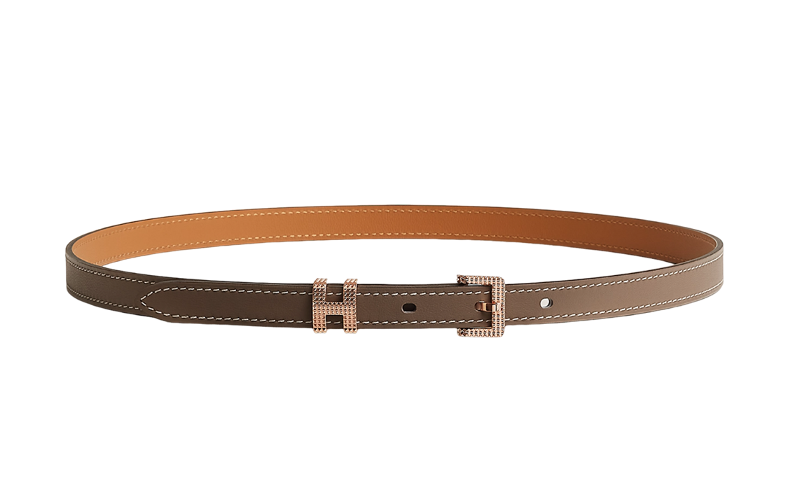 (Women) HERMESPOP H 1.5cm  Belt - Elephant Grey with Rose Gold Buckle. H010603UD18070