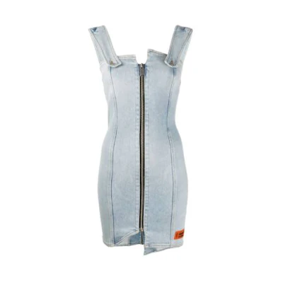 (Women) HERON PRESTON Asymmetrical Zipper Sleeveless Dress Women’s Light Blue HWYM001R207990047300