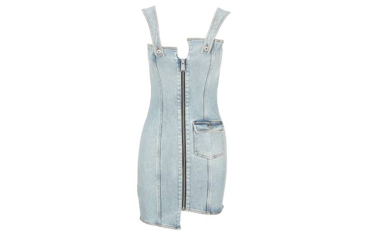 Lookbook (Women) HERON PRESTON Asymmetrical Zipper Sleeveless Dress Women’s Light Blue HWYM001R207990047300