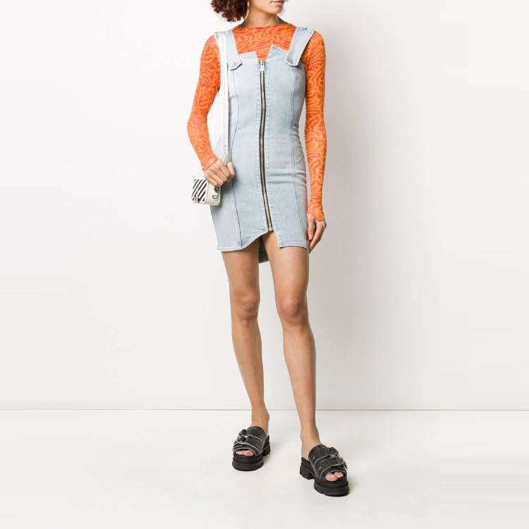 Shop (Women) HERON PRESTON Asymmetrical Zipper Sleeveless Dress Women’s Light Blue HWYM001R207990047300