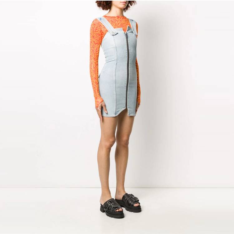 Details for (Women) HERON PRESTON Asymmetrical Zipper Sleeveless Dress Women’s Light Blue HWYM001R207990047300
