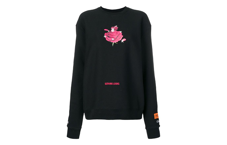 (Women) HERON PRESTON Black Rose Petal Hoodie Women HWBA001E186010221028