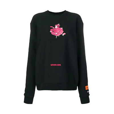 (Women) HERON PRESTON Black Rose Petal Hoodie Women HWBA001E186010221028