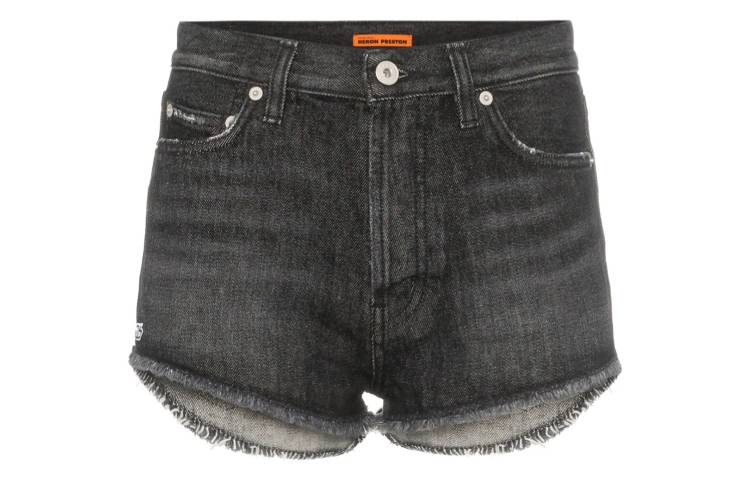 (Women) HERON PRESTON Frayed Denim Shorts Grey Black HWYC002R197530351001