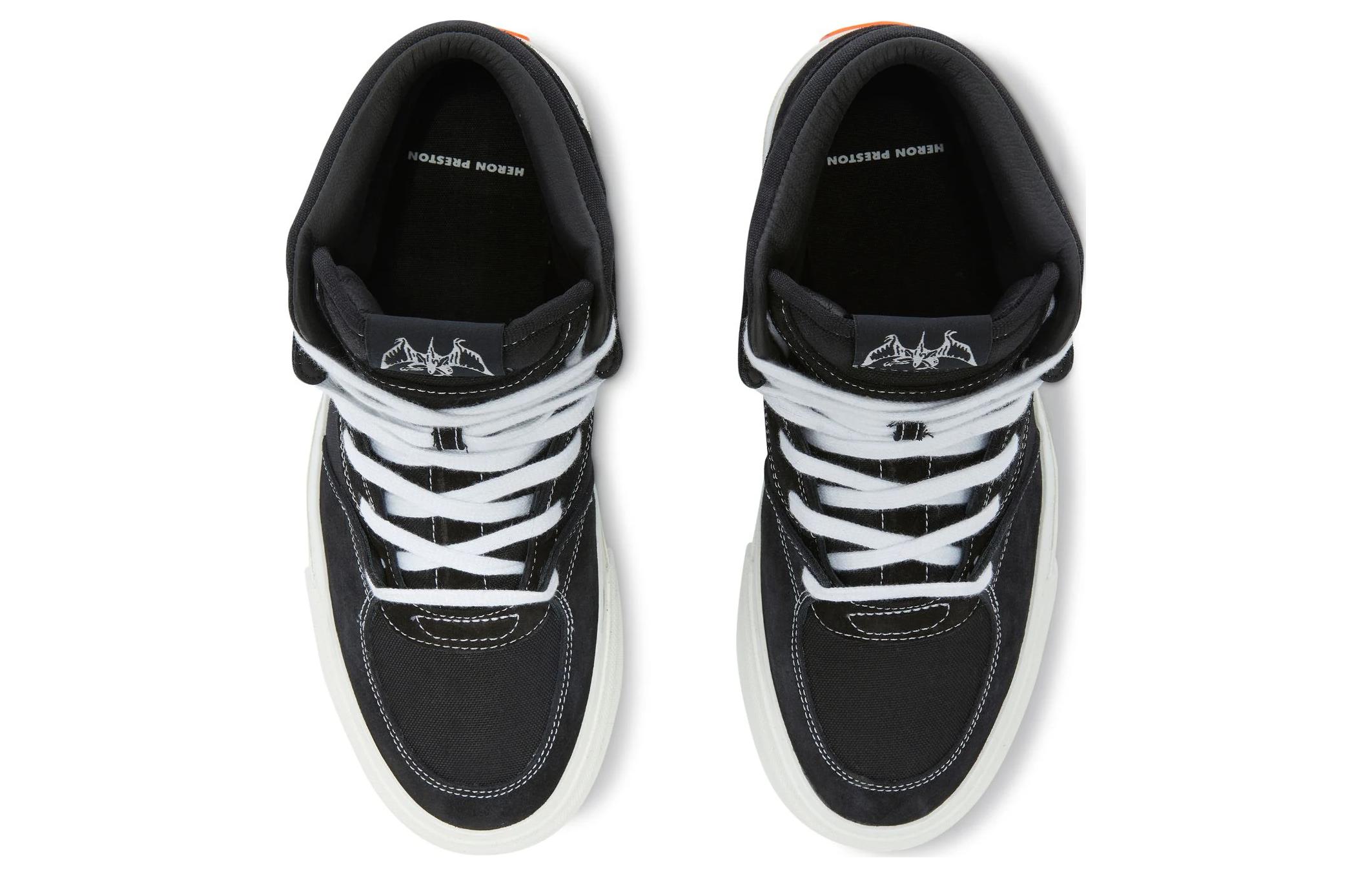 Shop HERON PRESTON 布料 百搭时尚 高筒 板鞋 女款 黑色