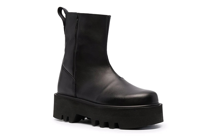 Order (W) Bottes en Cuir Noir à Cheville Heron Preston ''Logo Noir'' HWID003F21LEA0011010