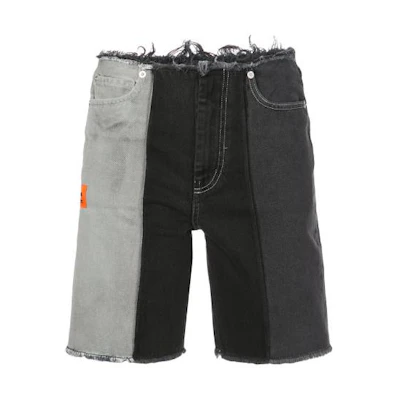 (Women) HERON PRESTON Raw Hem Patchwork Denim Shorts Women Black HWYC006R20797004R100