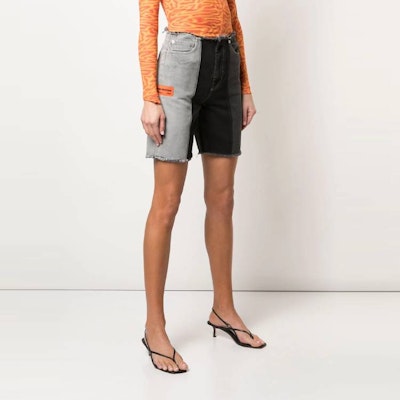 (Women) HERON PRESTON Raw Hem Patchwork Denim Shorts Women Black HWYC006R20797004R100 Lookbook (Women) HERON PRESTON Raw Hem Patchwork Denim Shorts Women Black HWYC006R20797004R100