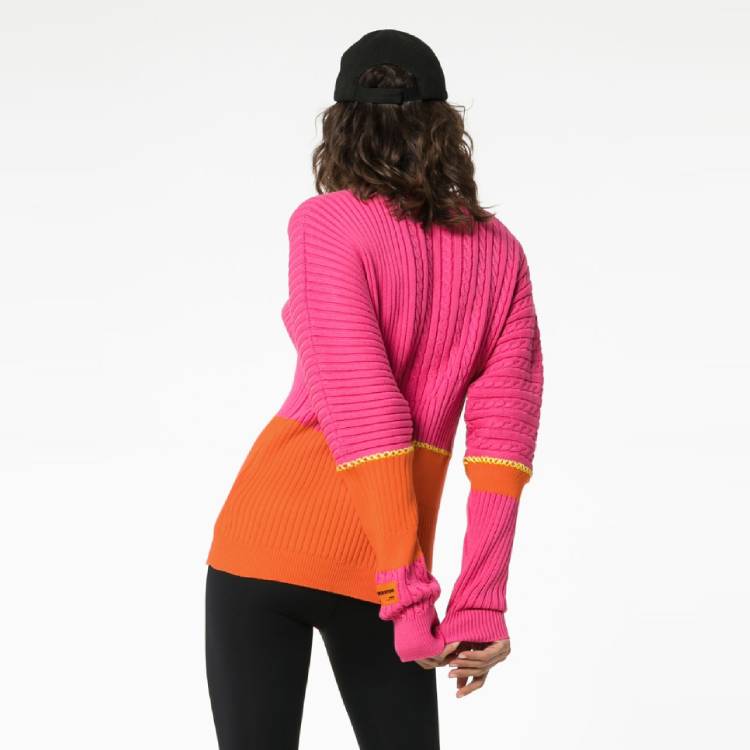 Shop (Women) Heron Preston Slim Knit Colorblock Sweater Pink HWHE002R197680468827