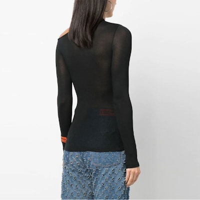 (Women) HERON PRESTON SS23 Black Slim Fit Cut-Out Shoulder Long Sleeve T-Shirt HWAD042C99JER0011001 Shop (Women) HERON PRESTON SS23 Black Slim Fit Cut-Out Shoulder Long Sleeve T-Shirt HWAD042C99JER0011001