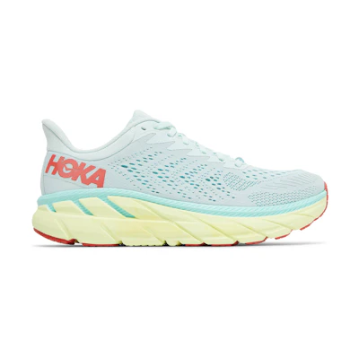 (W) HOKA Clifton 7 'Morning Mist Hot Coral'
